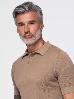 Férfi póló OMBRE OM-POSS-0178 VILÁGOSBARNA