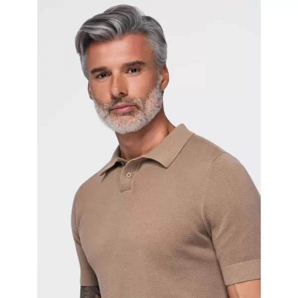  Férfi póló OMBRE OM-POSS-0178 VILÁGOSBARNA 
