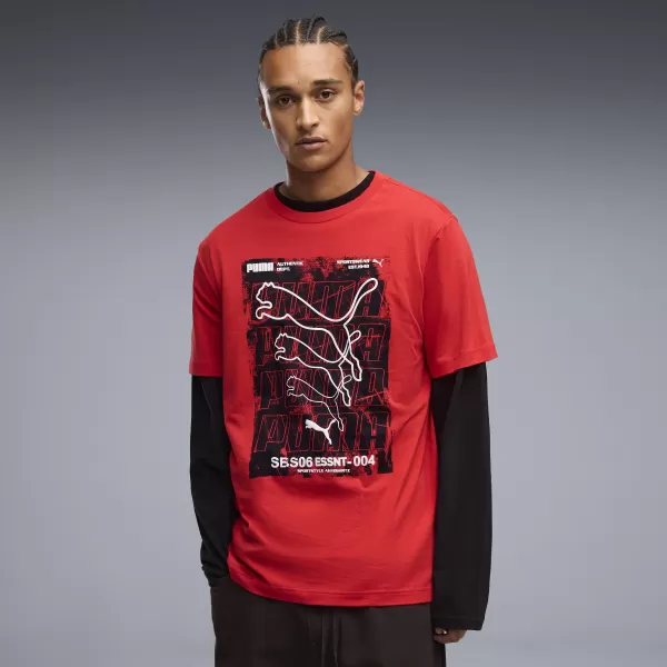  Férfi póló PUMA GRAPHICS BOX TEE 69436611 MINDEN IDŐK PIROS 
