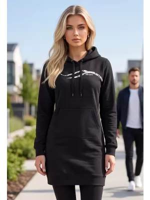 Hosszabbított női pulóver ALTISPORT ALW001419 FEKETE-FEHÉR