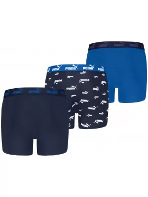 Gyermek boxerek PUMA ELEMENTS BOYS LOGO PRINT BOXERS 3P 93896805 KÉK KOMBÓ