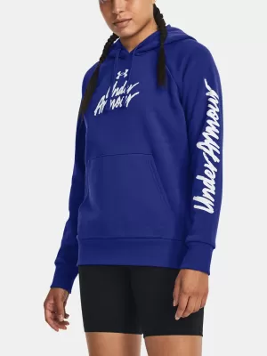 Női pulóver UNDER ARMOUR UA RIVAL FLEECE GRAPHIC HDY 1379609-400 KÉK
