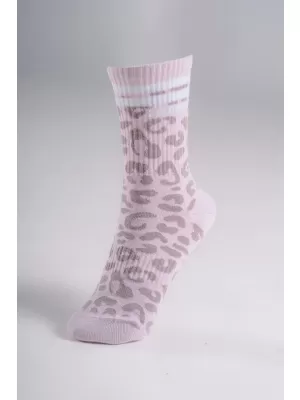 Legénységi zokni leopárdmintával NEBBIA PRIMAL 106 RÓZSASZÍN LEOPÁRD