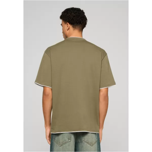  Férfi póló URBAN CLASSICS TB029A-00824 OLÍVA/FEHÉR 