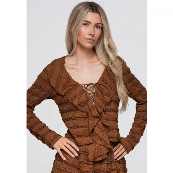  Női blúz OMBRE OW-TS-E0067 VILÁGOSBARNA 