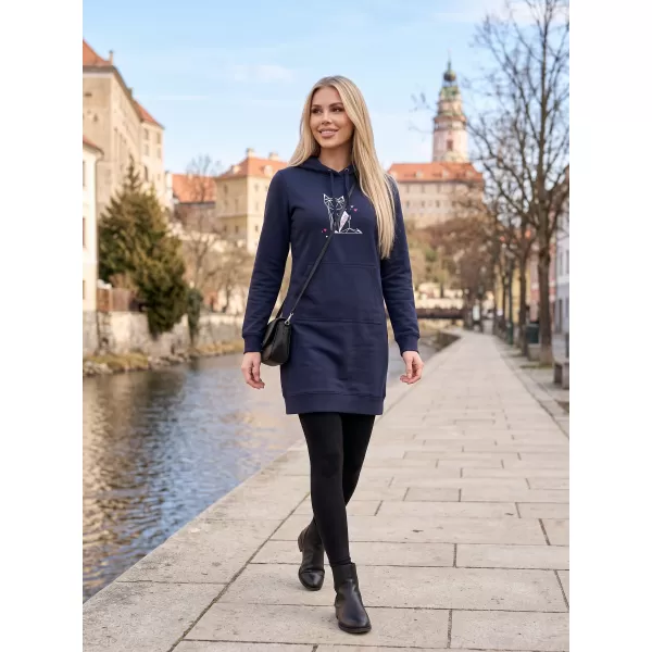  Hosszabbított női pulóver ALTISPORT ALW091419 SÖTÉTKÉK 