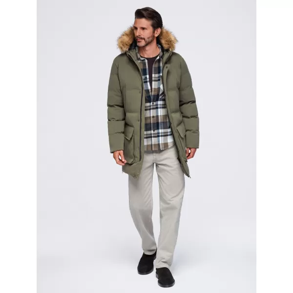  Férfi parka OMBRE OM-JALJ-0310 SÖTÉT OLAJBOGYÓ 