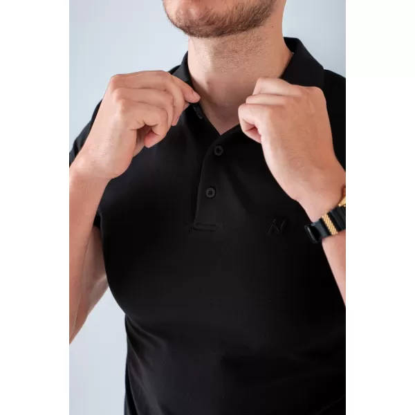  Férfi pólók NEBBIA MIKE MUSCLE FIT POLO 157 FEKETE 