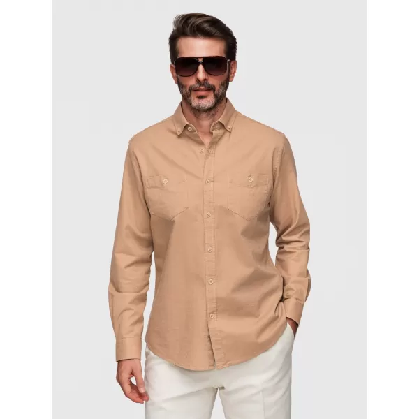 Férfi ing OMBRE N-OM-SHCS-0134 VILÁGOSBARNA 