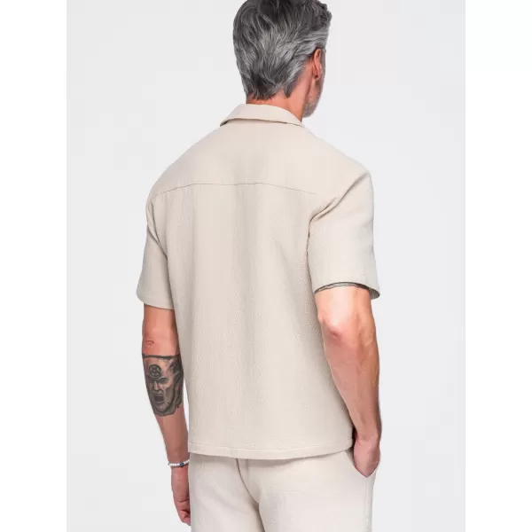  Férfi ing OMBRE OM-SHSS-0220 PISZKOSFEHÉR 