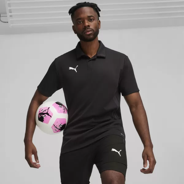  Férfi póló gallérral PUMA TEAMGOAL POLO 658771-03 PUMA FEKETE/FEHÉR/SÖTÉTSZÜRKE 