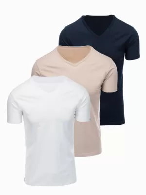 Férfi póló OMBRE OM-TSBS-0281 FEHÉR/HOMOK/TENGERÉSZET