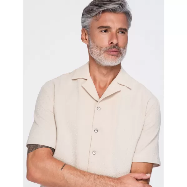  Férfi ing OMBRE OM-SHSS-0220 PISZKOSFEHÉR 