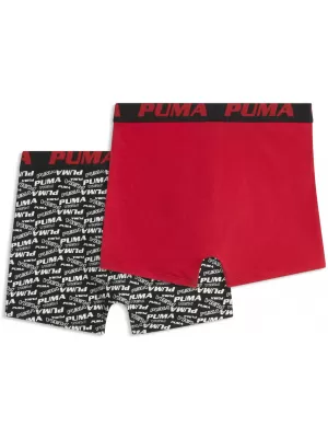 Gyermek boxerek PUMA BOYS SCATTERED LOGO PRINT BOXERS 2P 94780303 PIROS/FEKETE