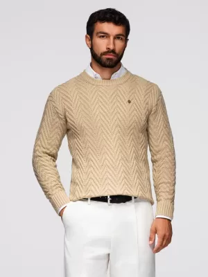 Férfi pulóver OMBRE OM-SWSW-0190 HOMOK