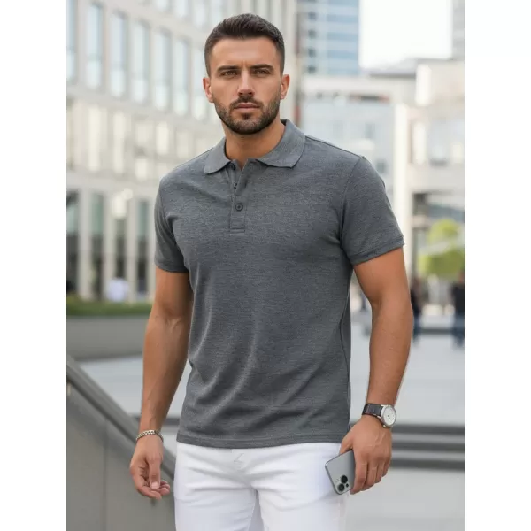  Férfi póló gallérral DSTREET PX0509 SÖTÉTSZÜRKE 