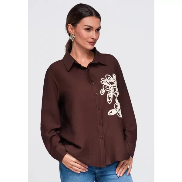  Női ing OMBRE OW-SH-E0073 BARNA 
