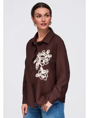 Női ing OMBRE OW-SH-E0073 BARNA