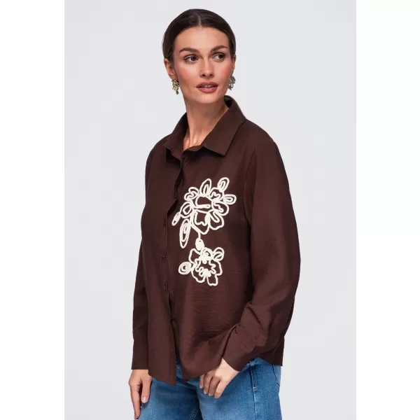  Női ing OMBRE OW-SH-E0073 BARNA 