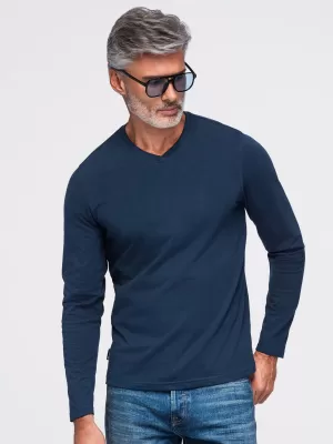 Férfi póló OMBRE OM-LSBL-0143 SÖTÉTKÉK