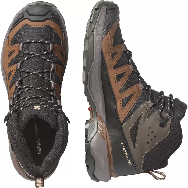  Férfi cipők SALOMON X ULTRA 360 MID GORE-TEX L45473200 FEKETE/SÖTÉT SIRÁLY SZÜRKE/SÖTÉT FÖLD 