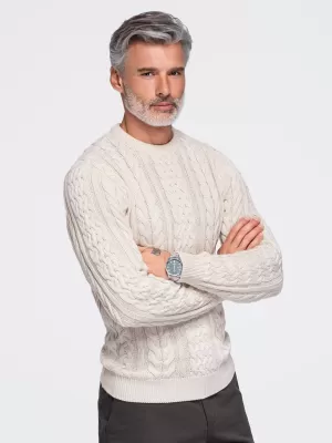 Férfi pulóver OMBRE OM-SWSW-0191 EKRÜ