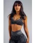 Közepes tartású leopárdmintás sportmelltartó NEBBIA PRIMAL 854 FEKETE LEOPÁRD