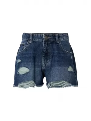 Női rövidnadrág URBAN CLASSICS TB8193 KÖZÉP MÉLYKÉK MOSOTT