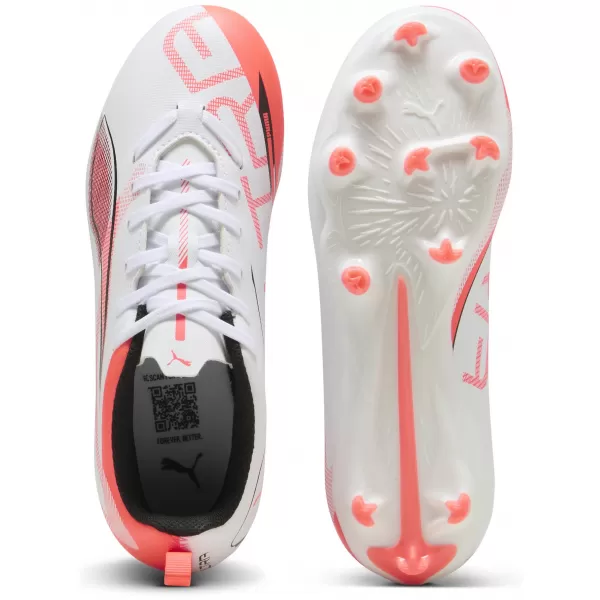  Gyerek focicipő PUMA ULTRA 5 PLAY FG/AG JR 108170-01 FEHÉR/FEKETE/VILÁGÍTÓ VÖRÖS 