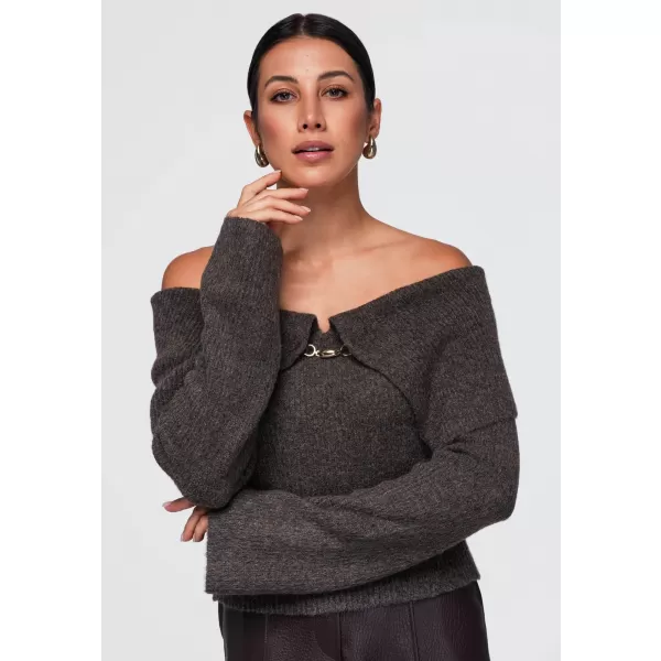  Női pulóver OMBRE OW-SW-E0011 BARNA 