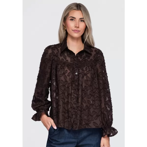  Női ing OMBRE OW-SH-E0074 BARNA 