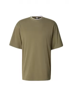 Férfi póló URBAN CLASSICS TB029A-00824 OLÍVA/FEHÉR
