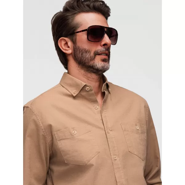  Férfi ing OMBRE N-OM-SHCS-0134 VILÁGOSBARNA 