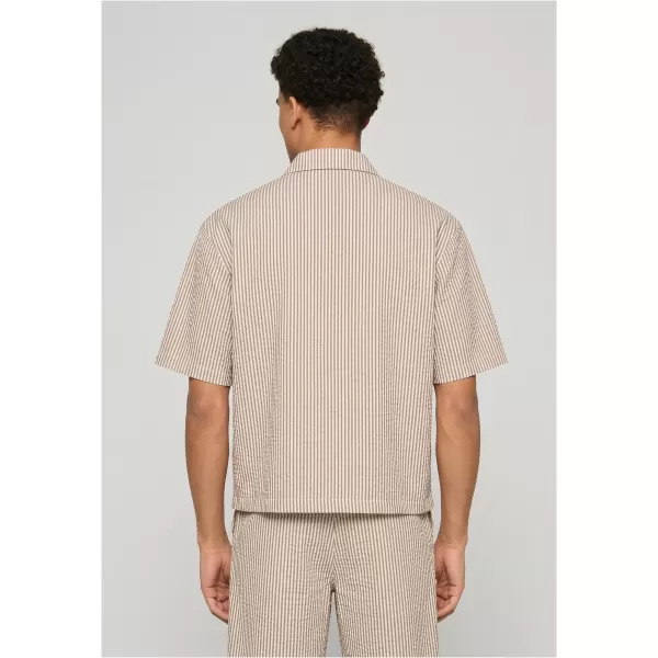  Férfi ing URBAN CLASSICS TB8417-22409 BARNA MOKKA/FEHÉR 