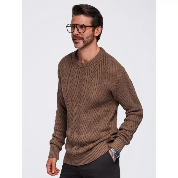  Férfi pulóver OMBRE OM-SWSW-0190 BARNA 