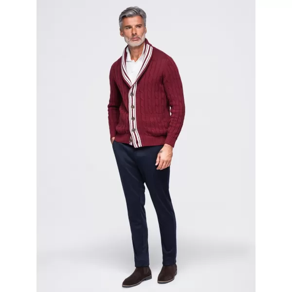  Férfi kardigán OMBRE OM-SWCD-0196 BURGUNDIA 