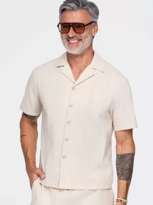 Férfi ing OMBRE OM-SHSS-0221 KRÉM