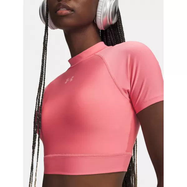  Női póló UNDER ARMOUR HEATGEAR CROP MOCK SS 6010006-600 RÓZSASZÍN 