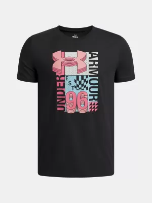 Fiú póló UNDER ARMOUR B LOGO WM COLLAGE SS 6009271-001 FEKETE