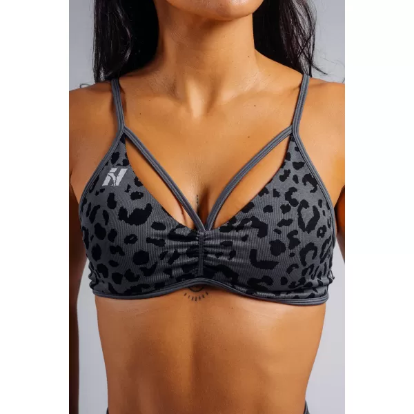  Közepes tartású leopárdmintás sportmelltartó NEBBIA PRIMAL 854 FEKETE LEOPÁRD 