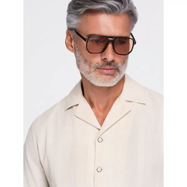  Férfi ing OMBRE OM-SHSS-0221 KRÉM 