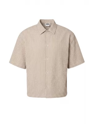 Férfi ing URBAN CLASSICS TB8417-22409 BARNA MOKKA/FEHÉR