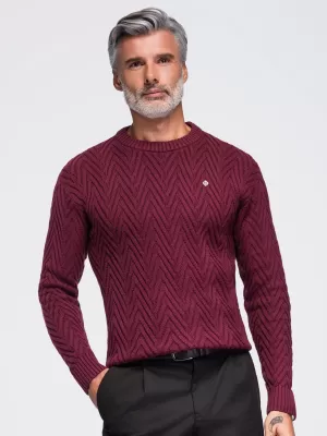 Férfi pulóver OMBRE OM-SWSW-0190 BURGUNDIA
