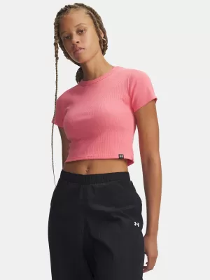 Női póló UNDER ARMOUR RIVAL RIB BABY TEE 6000264-600 RÓZSASZÍN