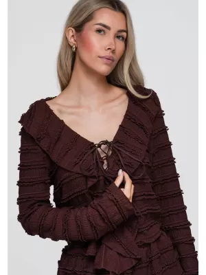 Női blúz OMBRE OW-TS-E0067 SÖTÉTBARNA