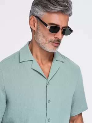 Férfi ing OMBRE OM-SHSS-0223 PASZTELL ZÖLD