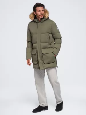 Férfi parka OMBRE OM-JALJ-0310 SÖTÉT OLAJBOGYÓ