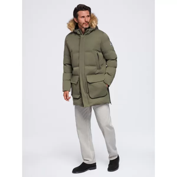  Férfi parka OMBRE OM-JALJ-0310 SÖTÉT OLAJBOGYÓ 