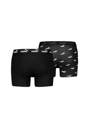 Férfi boxerek PUMA ELEMENTS MEN LOGO PRINT BOXERS 2P 93875405 FEKETE