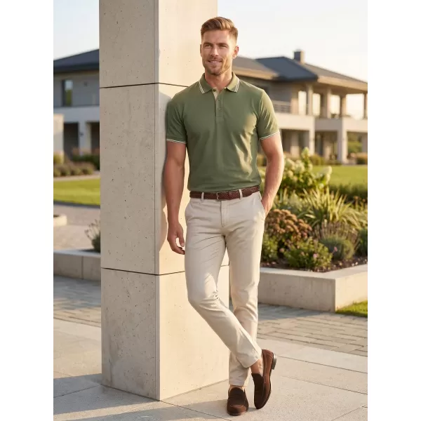  Férfi póló gallérral MALFINI FOCUS 232 KHAKI 